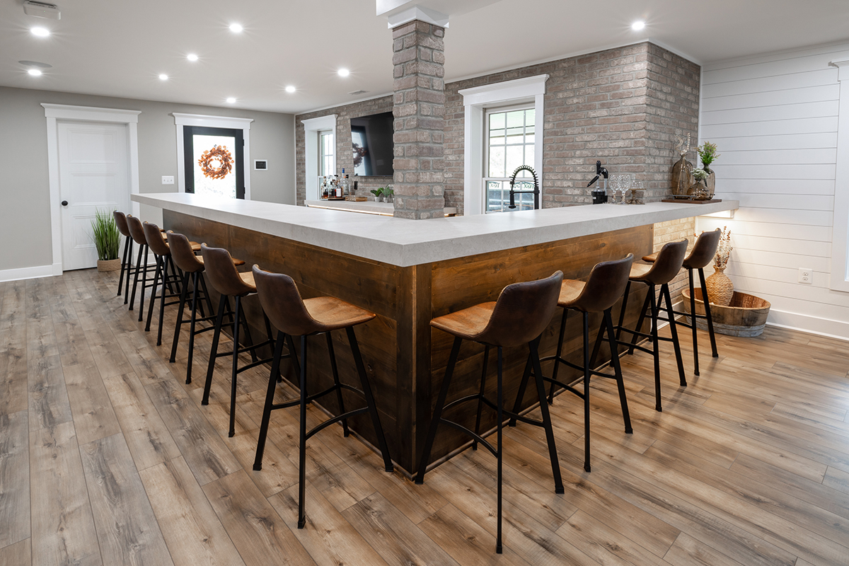 dark stained bar cabinets