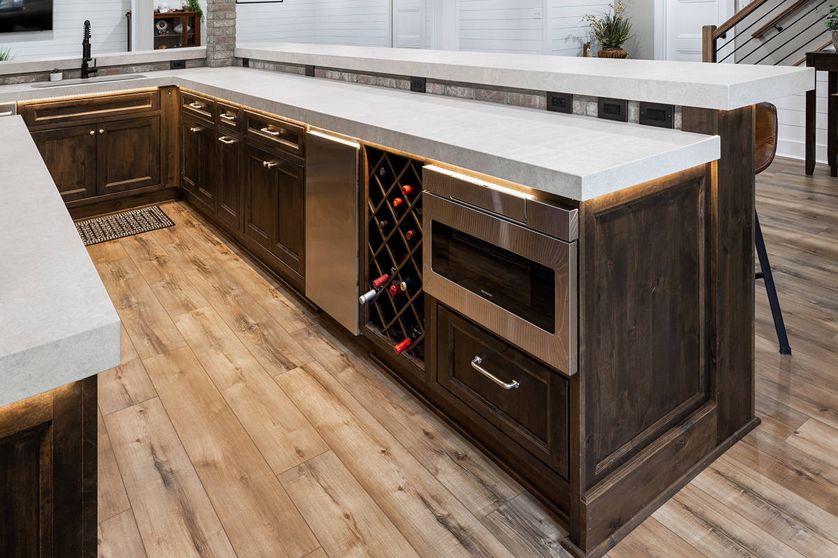 dark stained bar cabinets