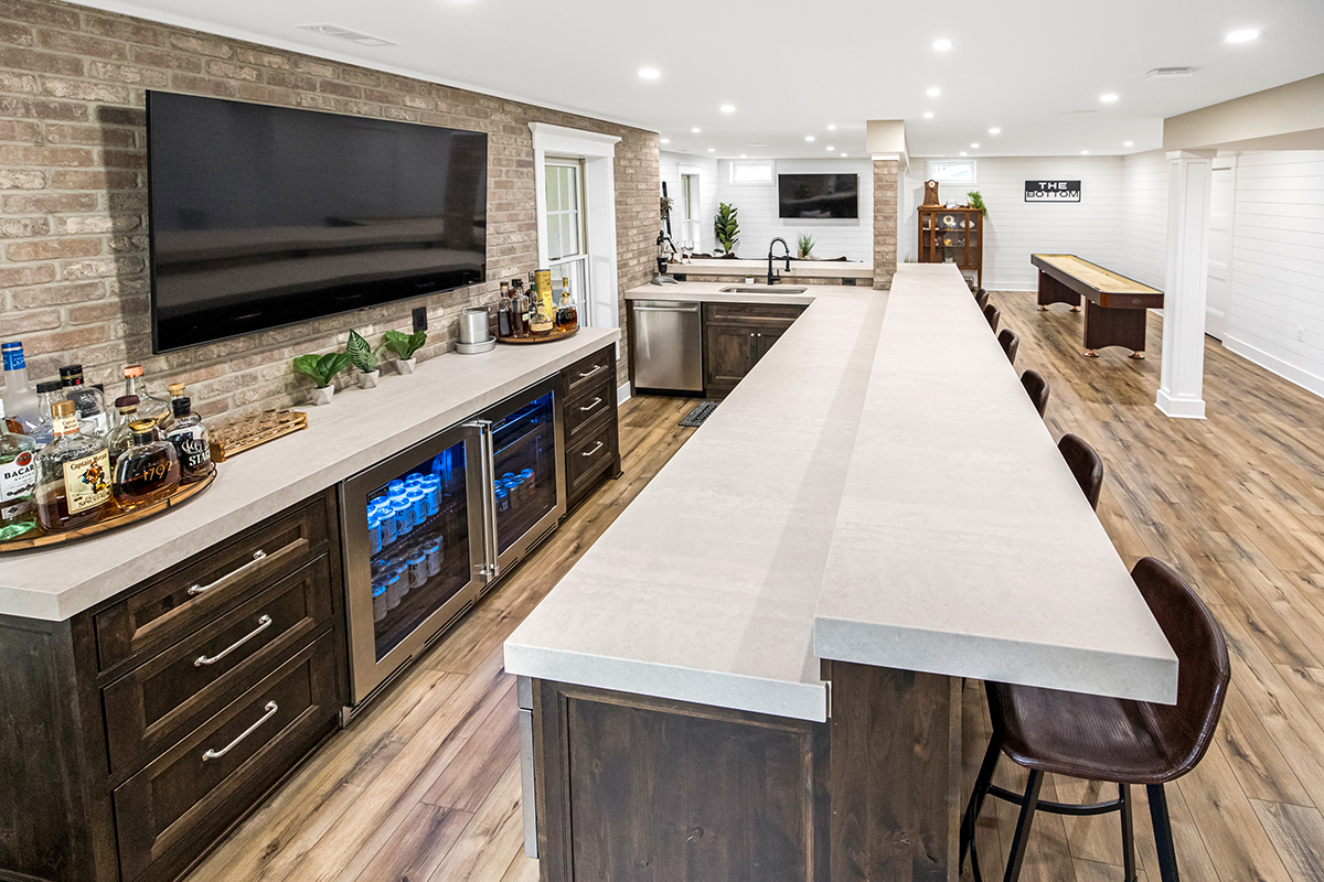 dark stained bar cabinets