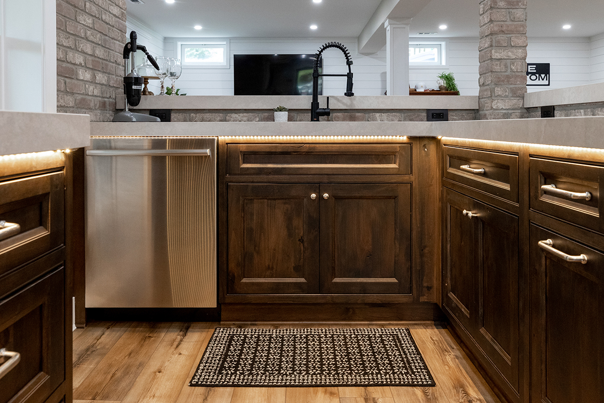 dark stained bar cabinets