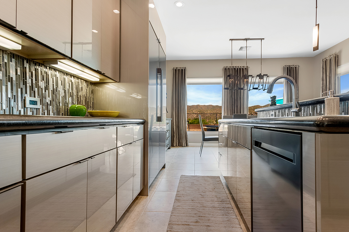 Gray gloss kitchen cabinets