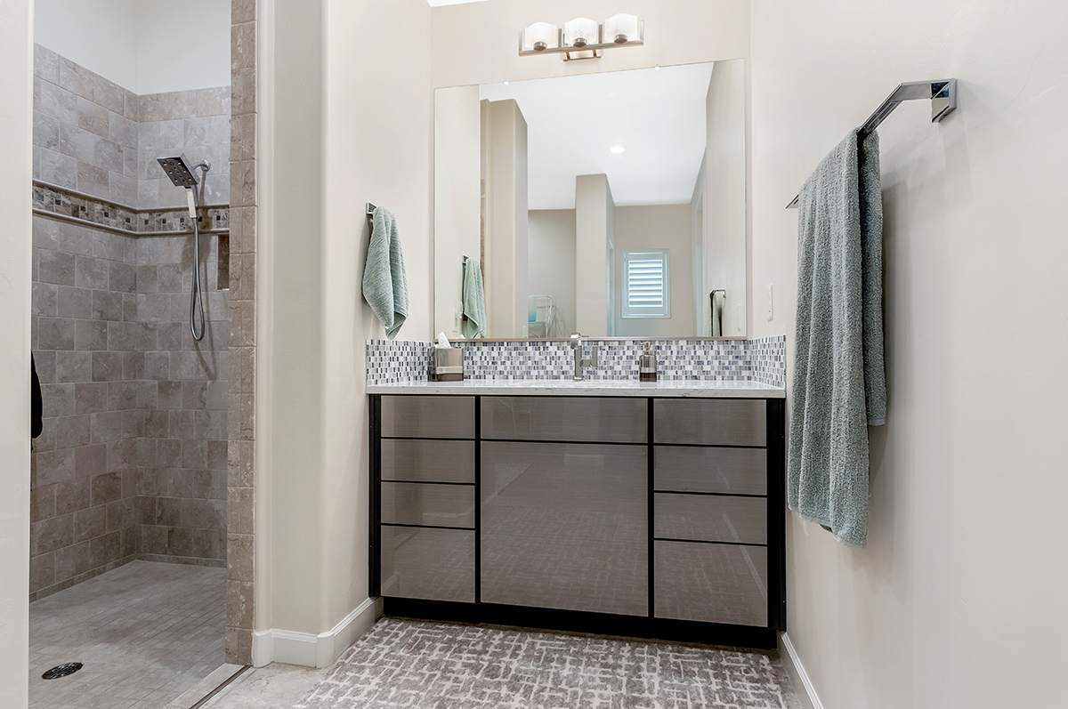 Gray gloss bathroom cabinets