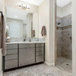 Gray gloss bathroom cabinets