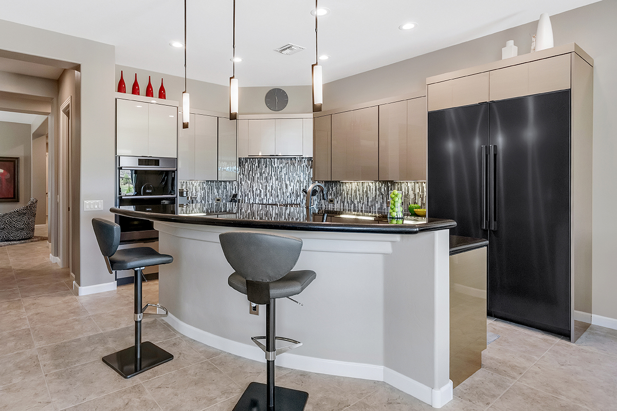 Gray gloss kitchen cabinets