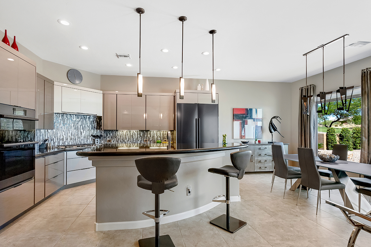Gray gloss kitchen cabinets