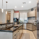 Gray gloss kitchen cabinets