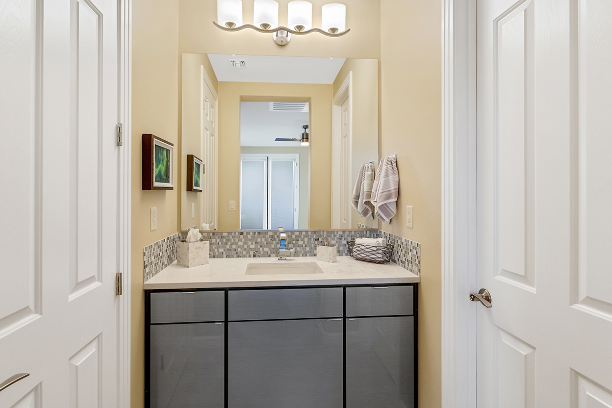 Gray gloss bathroom cabinets