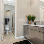 Gray gloss bathroom cabinets