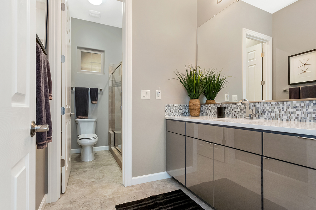 Gray gloss bathroom cabinets