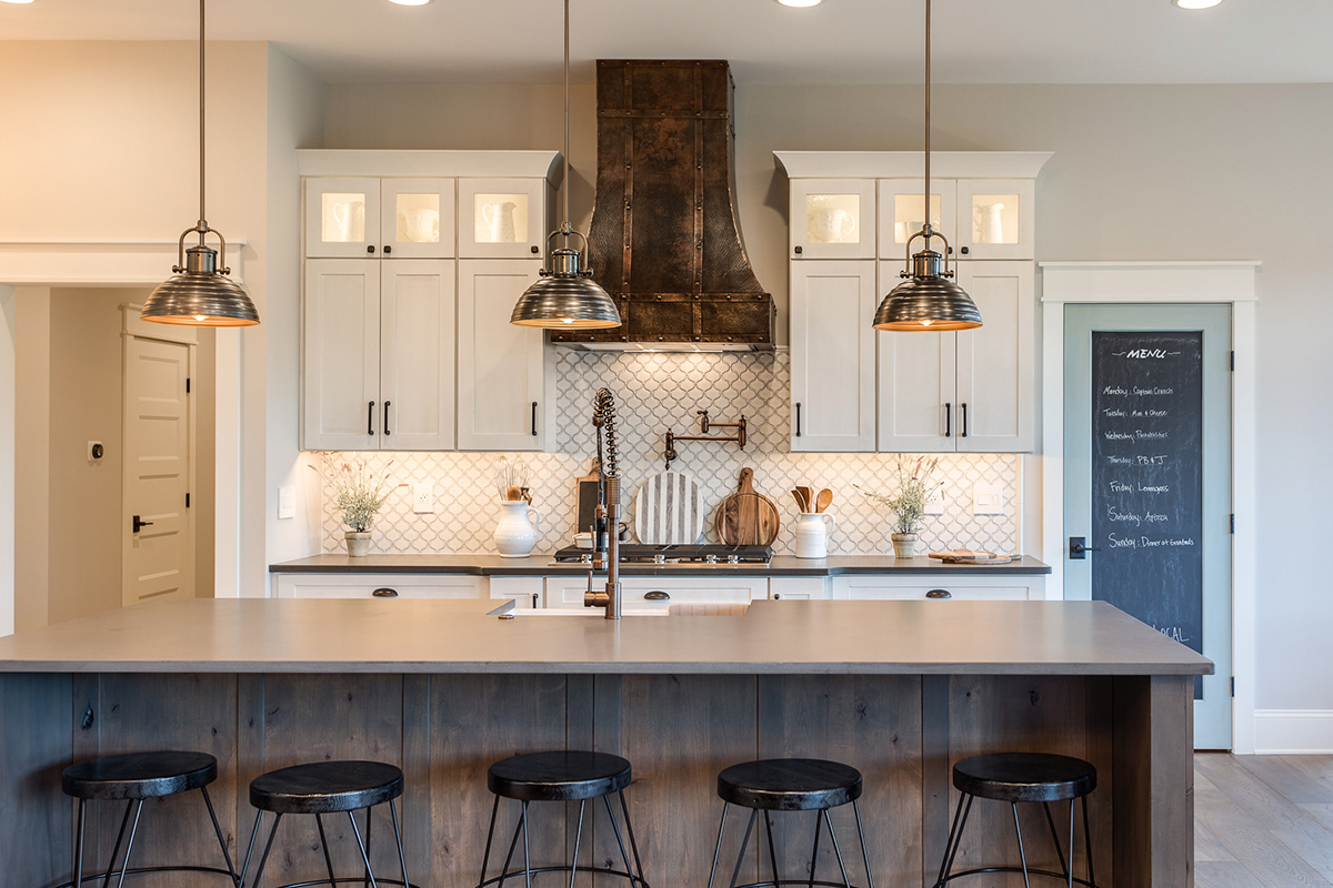 Dark stained and White bathroom cabinets