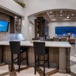 Dark stained bar cabinets