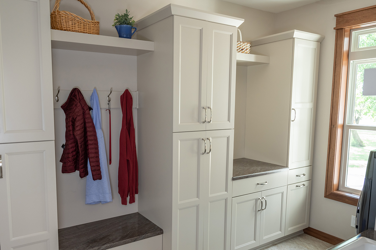 White laundry room cabinets