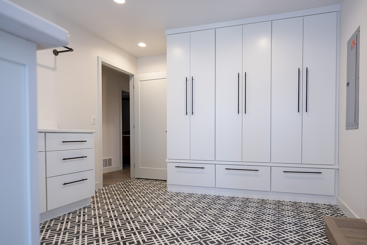 White mud room cabinets
