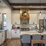 White and gray kitchen cabinets