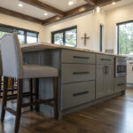White and gray kitchen cabinets