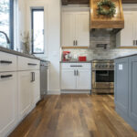 White and gray kitchen cabinets