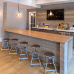 Dark stained Bar cabinets