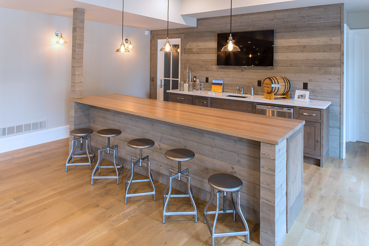 Dark stained Bar cabinets