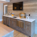 Dark stained Bar cabinets