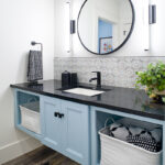 Blue bathroom cabinets