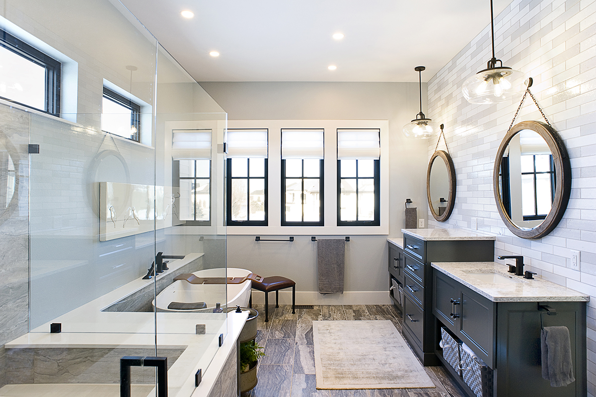 dark gray bathroom cabinets