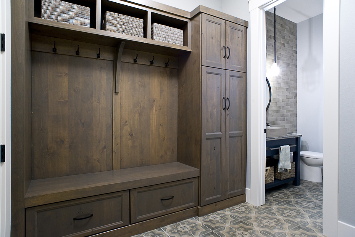 Dark stained closet