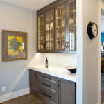 dark stained wine bar cabinets