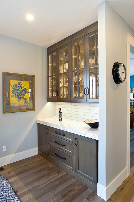 dark stained wine bar cabinets