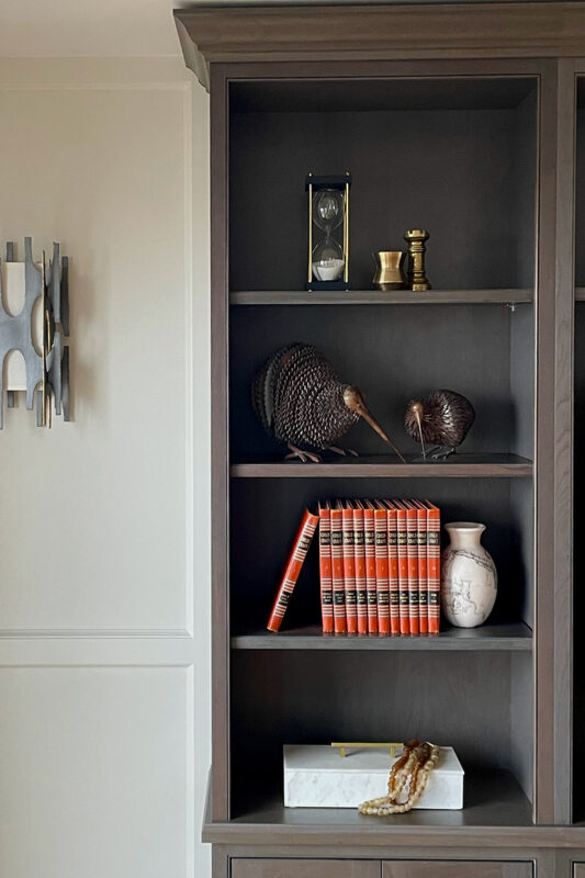 Dark stained cabinets