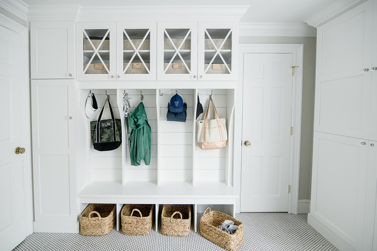 White mud room cabinets