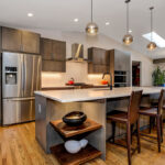 gray stained kitchen cabinets