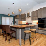 gray stained kitchen cabinets
