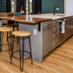 gray stained kitchen cabinets