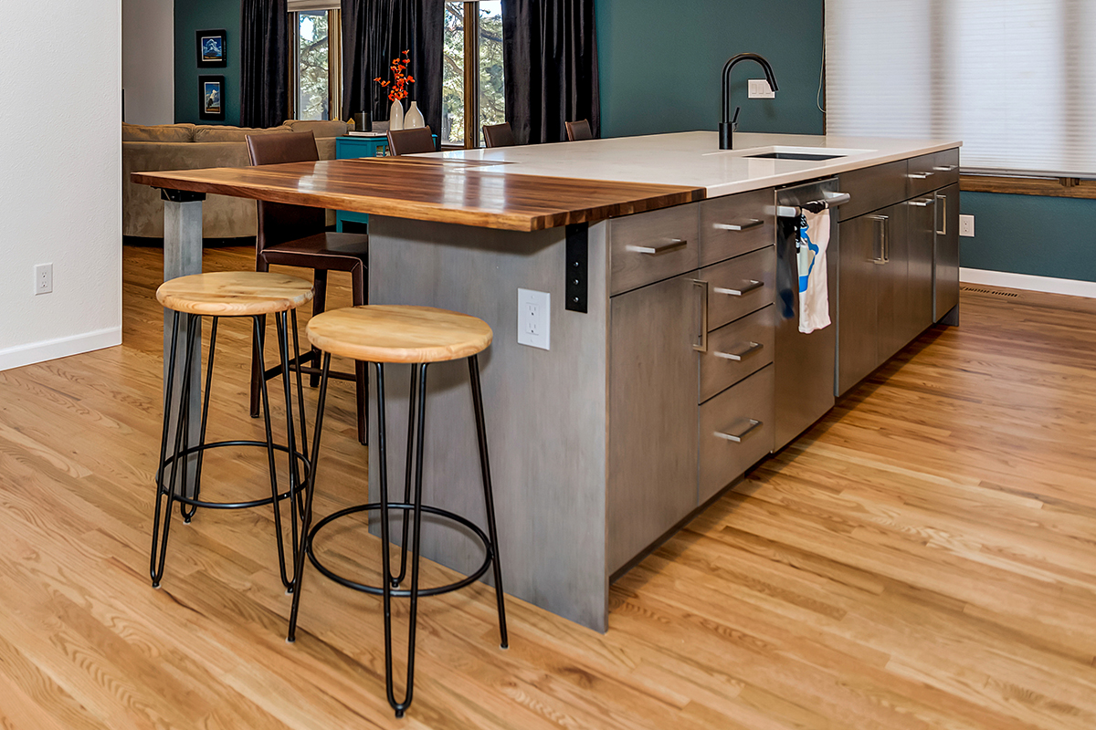 gray stained kitchen cabinets