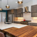 gray stained kitchen cabinets