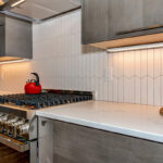 gray stained kitchen cabinets