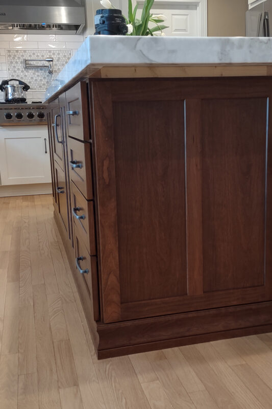 warm stained kitchen cabinets