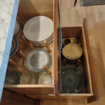 Warm stained kitchen cabinets