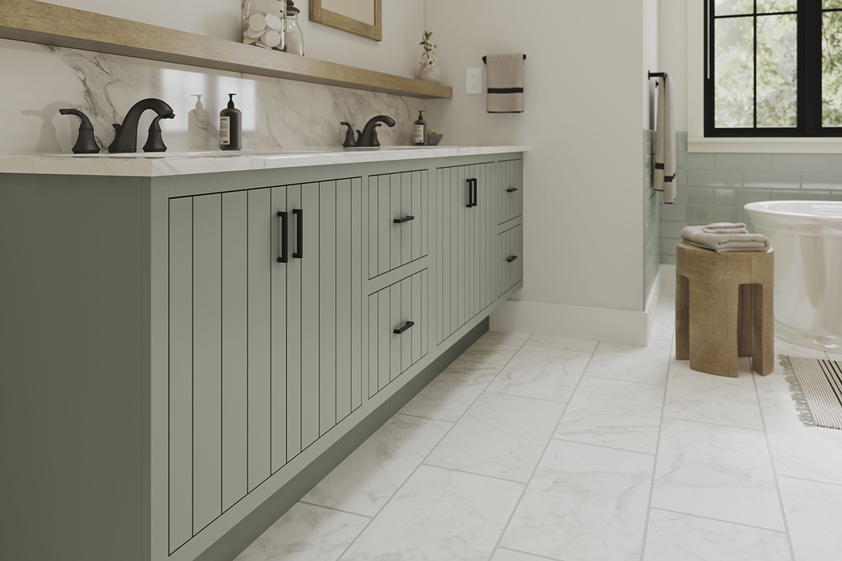 Green bathroom cabinets