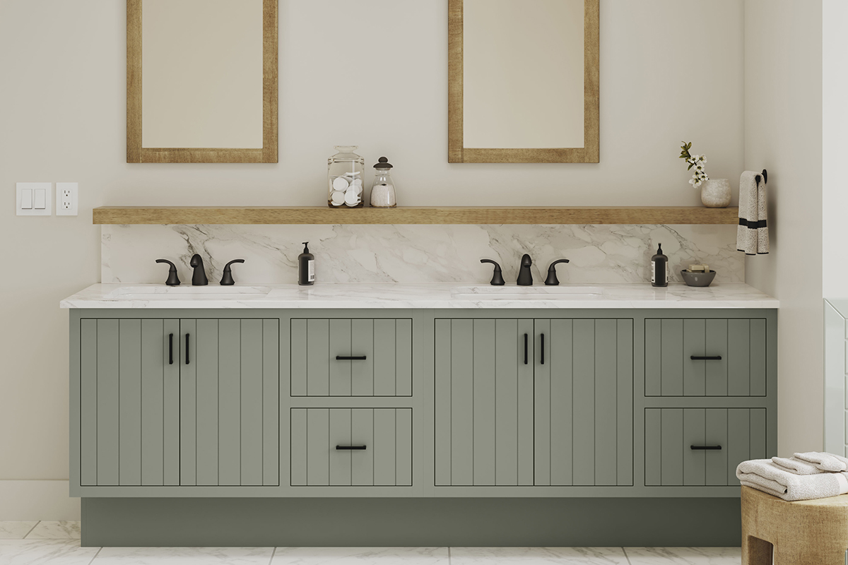 Green bathroom cabinets