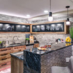 Family room wet bar in the basement.
