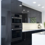 Another view of the glossy cabinets and counters.