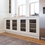 Up close view of the cabinets with mesh faces.