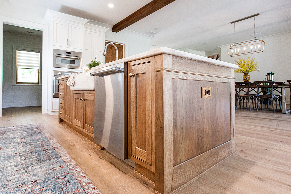 A view of the dishwasher built into the island.