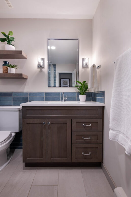 Stained bathroom vanity