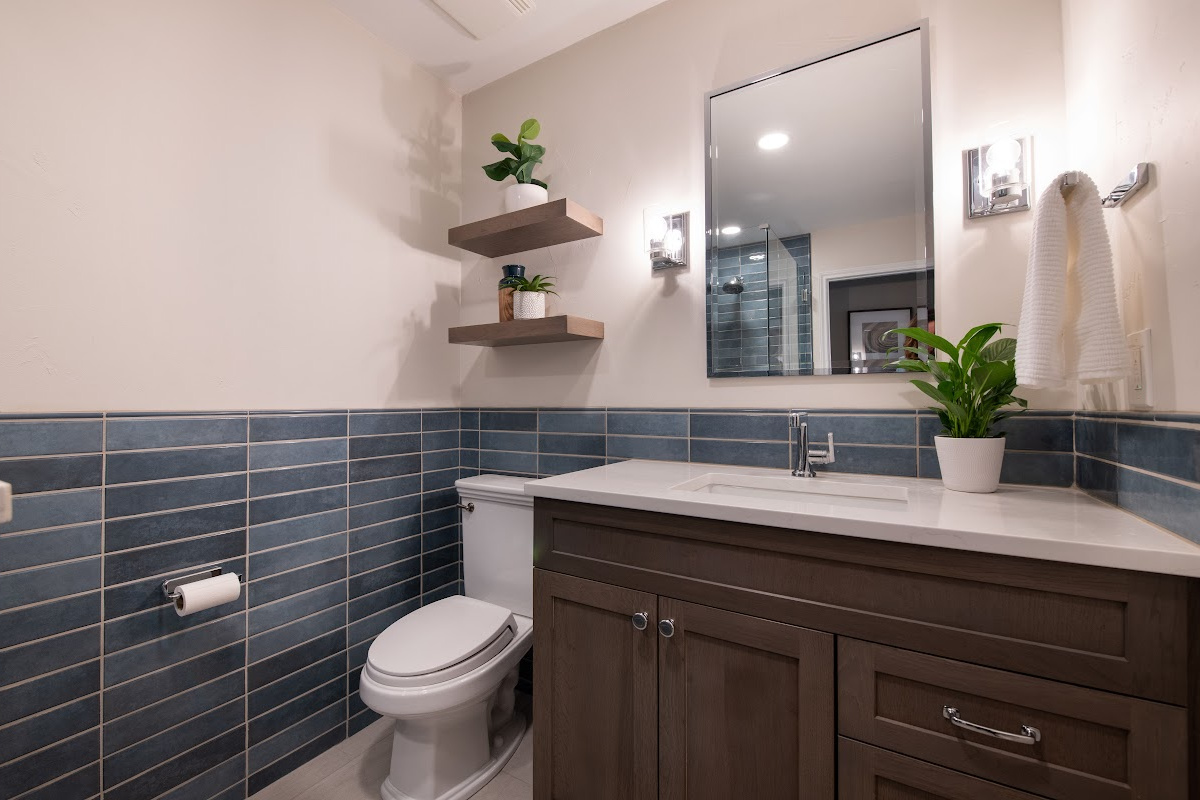 Stained bathroom vanity