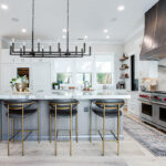 White kitchen with Cherry Rockport island