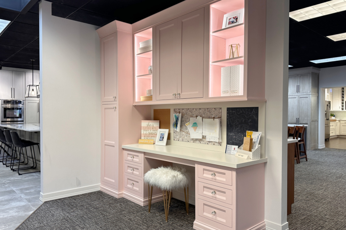 Pink desk cabinets