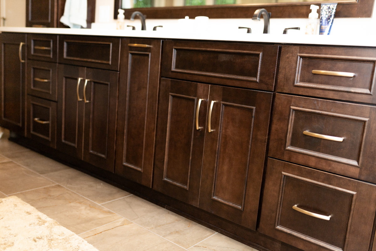 Stained bathroom vanity