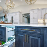 Painted kitchen with stained island